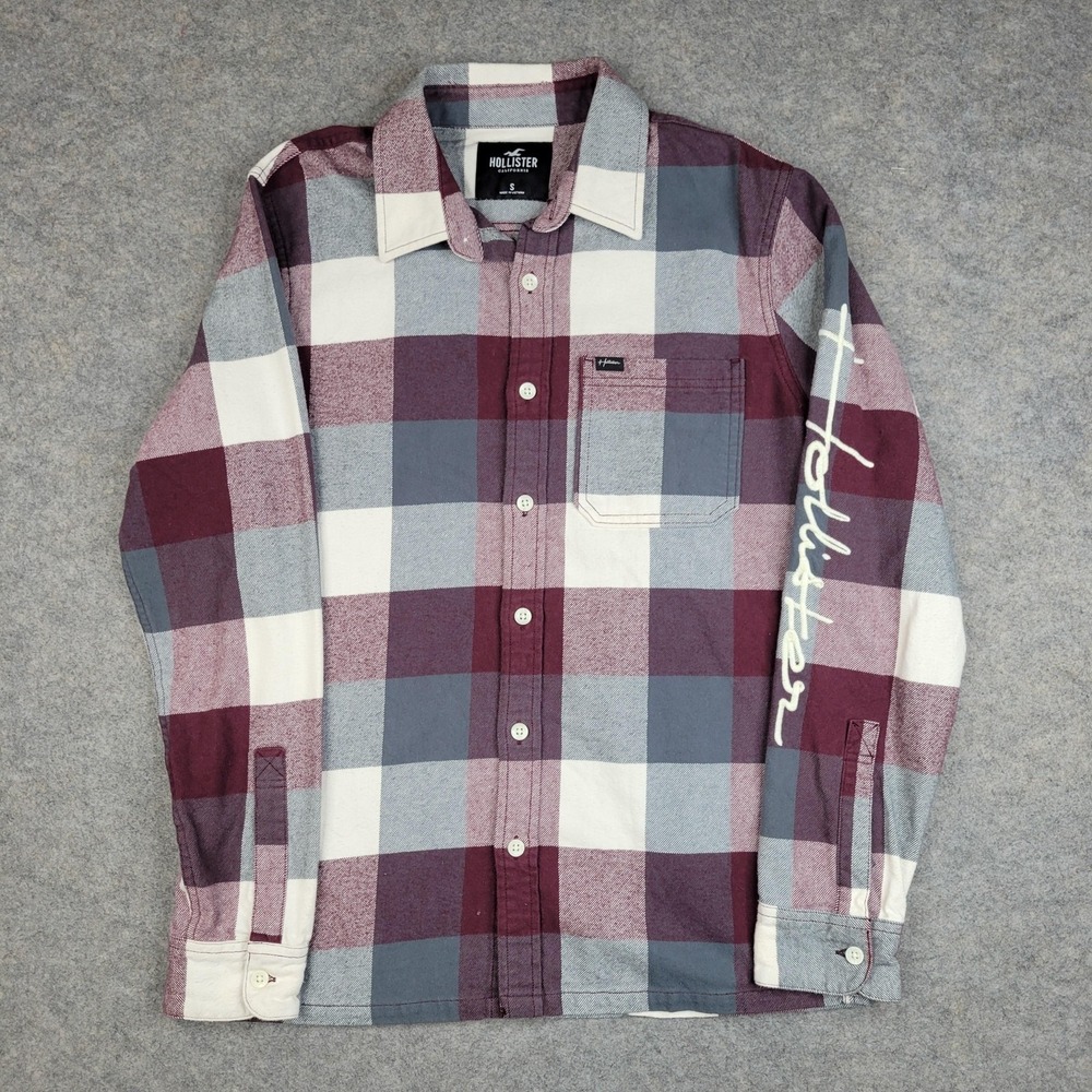 Hollister Shirt Mens Small Multicolor Plaid Flannel Button Front Long‎ Sleeve